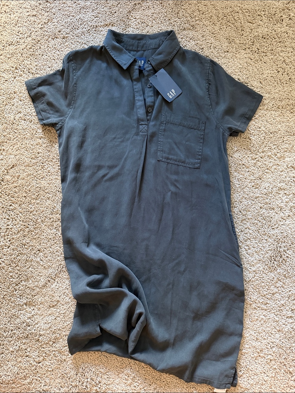GAP Short-Sleeve Polo Dress in Charcoal Gray - Picture 1 of 4
